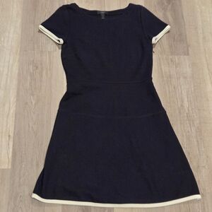 J Crew Dress Womens 2 Navy Blue Short Sleeve Fit Flare Knee Length pullover
